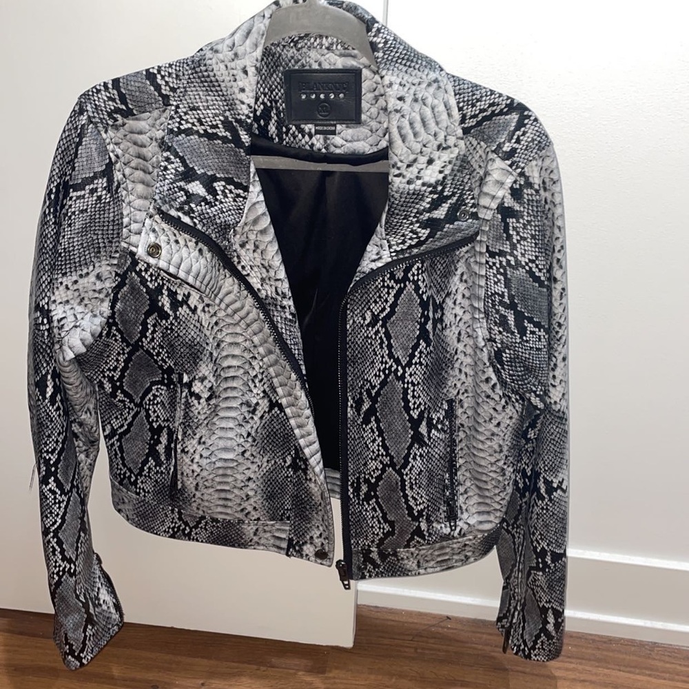 BLANKNYC Snakeskin Pattern Leather Jacket
